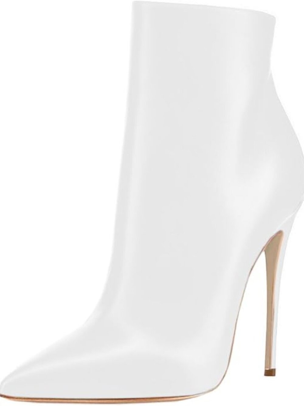 Women’s White Closed Toe Pointed Heel Booties